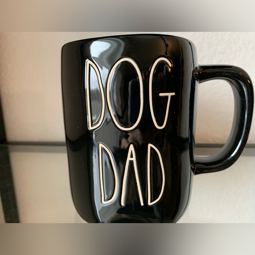 NEW Rae Dunn DOG DAD Black & White Checkered Flag Paw Print Father’s Day Mug Cup - Picture 9 of 9